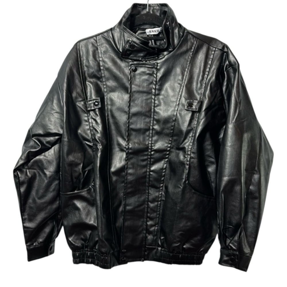 RNKW Black Faux Leather Jacket in Size‎ XL